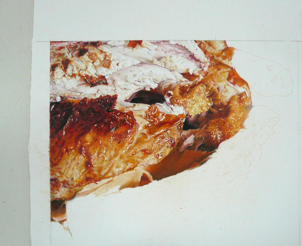 Chicken (in progress 3), colored pencils