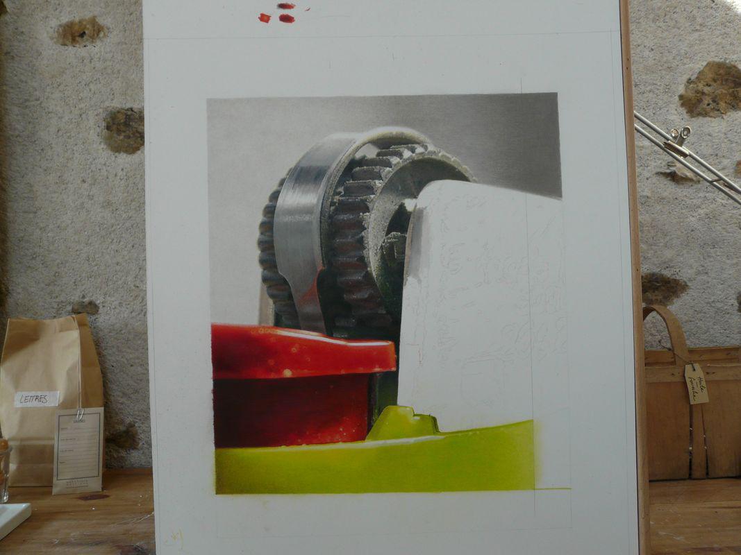 Lighter Bic (in progress 5), colored pencils