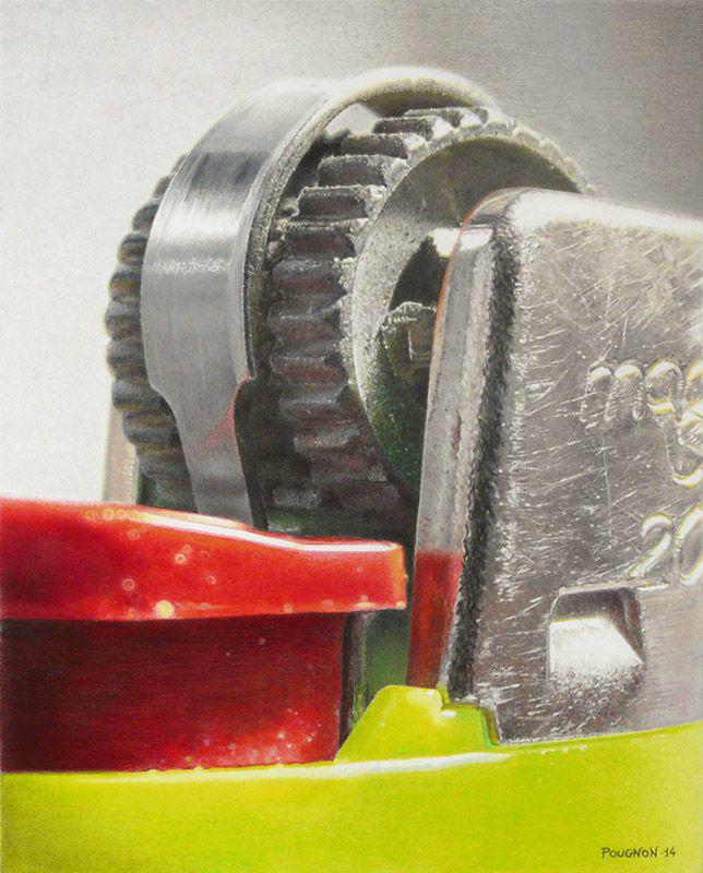 Lighter Bic, 34x42 cm, colored pencils