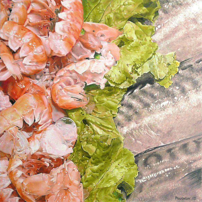 Langoustines, 30x30 cm, colored pencils