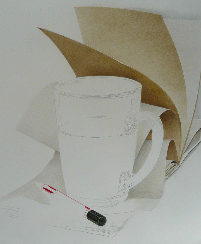 Cup &#38; wind (in progress 2), colored pencils