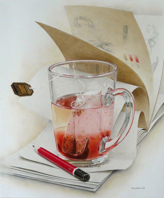 Cup &#38; wind, 50x60 cm, colored pencils