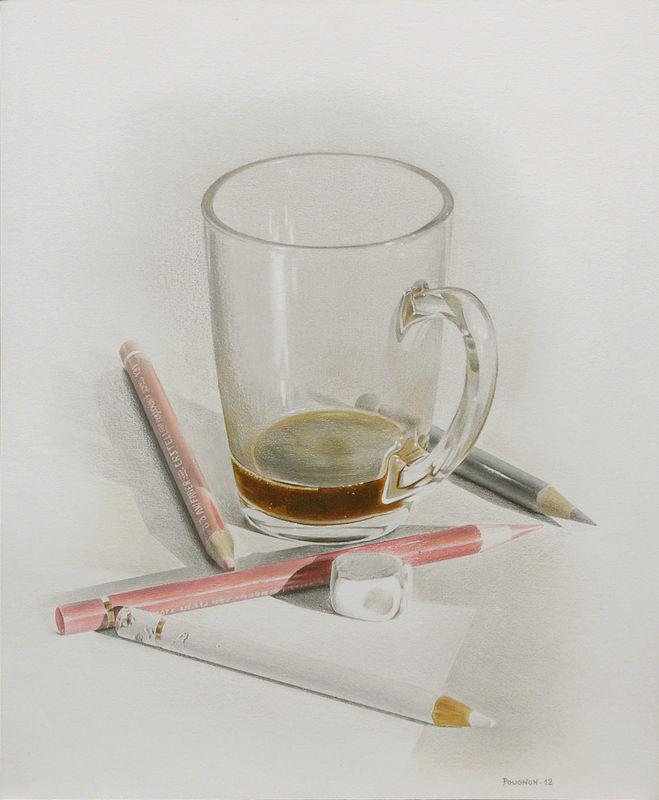 Cup &#38; pencils, 50x60 cm, colored pencils