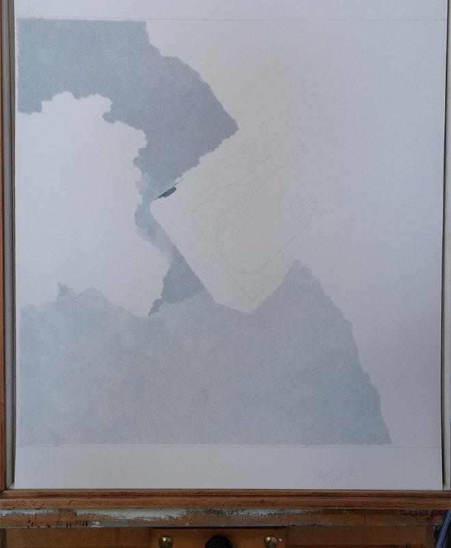 Winter (in progress 1), colored pencils